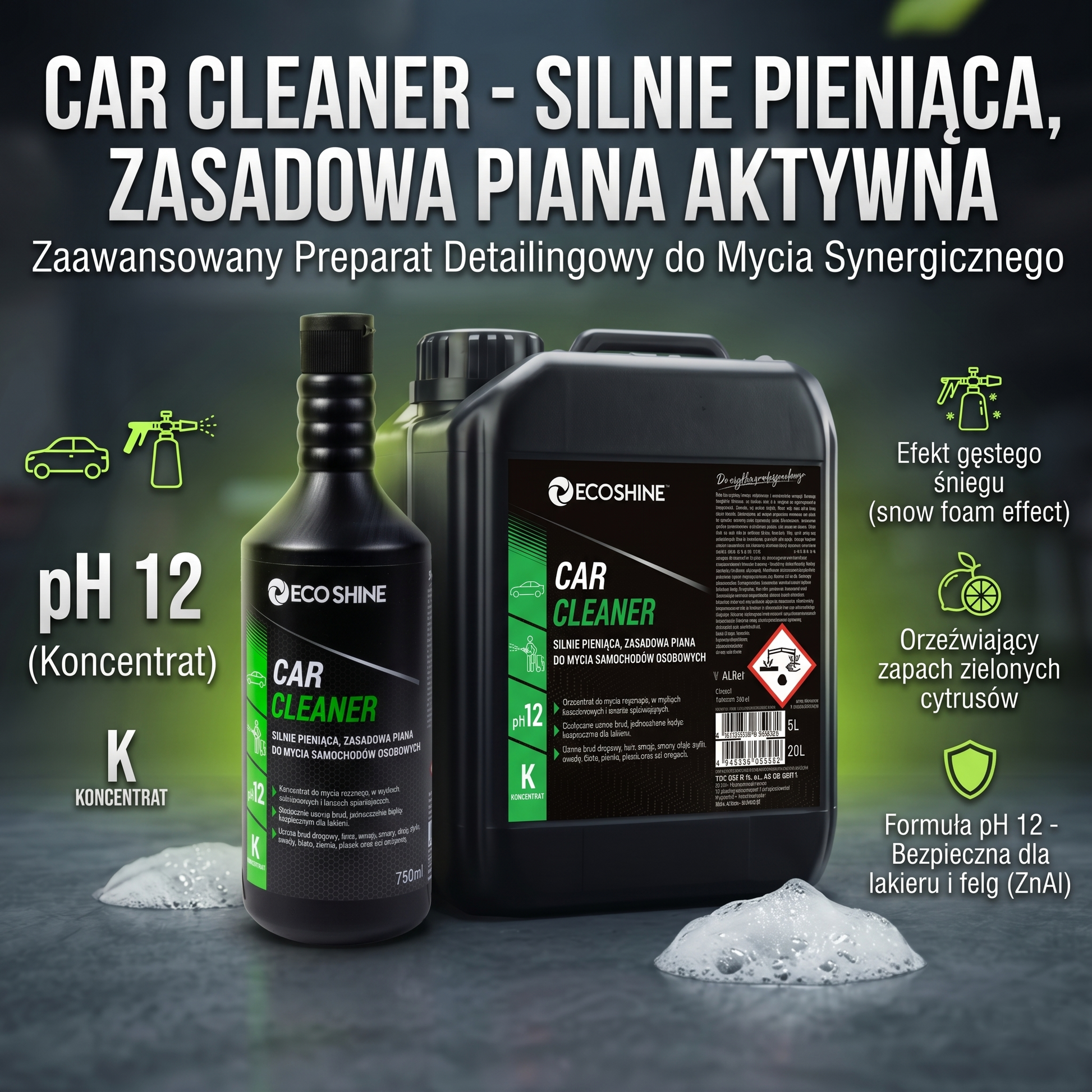 CAR CLEANER Aktywna Piana do Mycia Samochodu | Zielone Cytrusy carbonpink