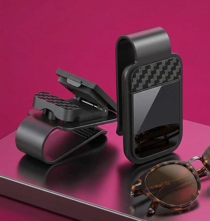Elegancki uchwyt na okulary do auta od carbonpink, minimalistyczny klips na osłonę przeciwsłoneczną, czarny, solidny design