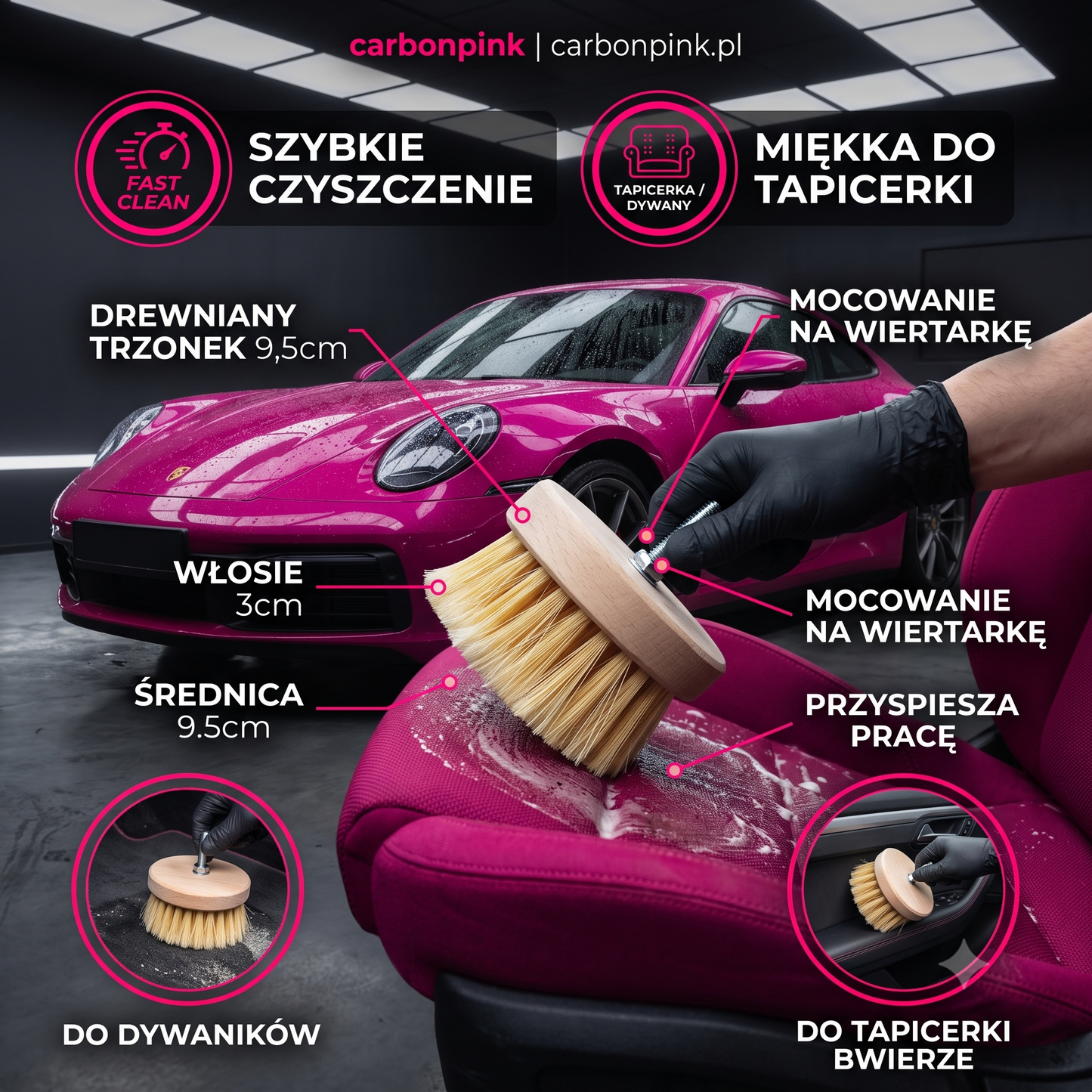 Miękka Szczotka na Wiertarkę 9,5 cm