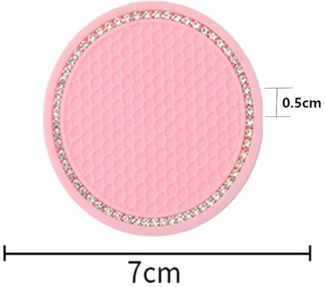 Kryształowe podstawki pod kubek do auta marki carbonpink w różowym glamour, zestaw 4 sztuki, ozdobne i eleganckie.