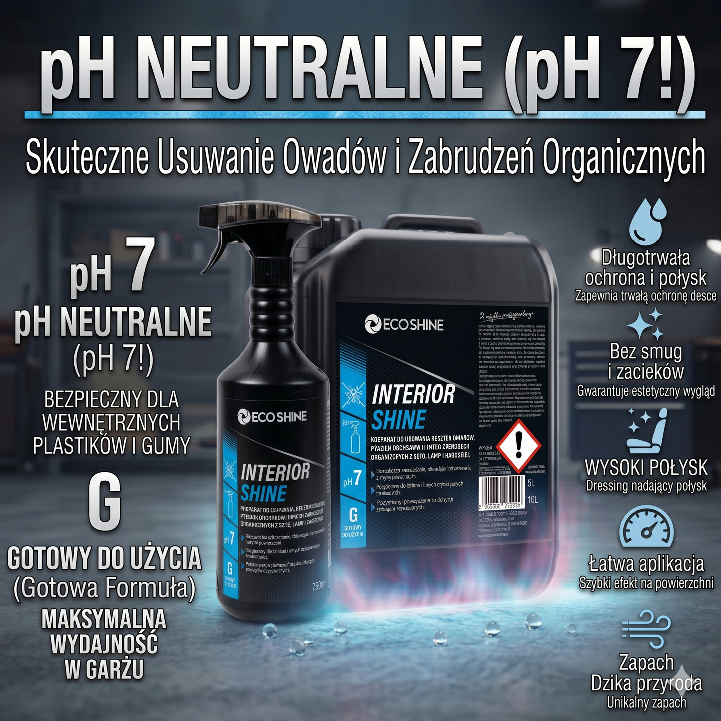 INTERIOR SHINE – Dressing Wysoki Połysk do Deski Rozdzielczej i Plastików